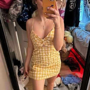 cute mini knot dress with checker print from urban outfitters